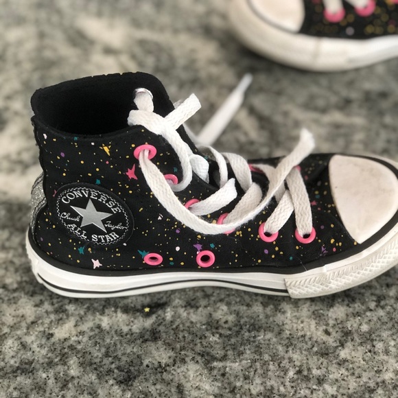 girls black high top converse